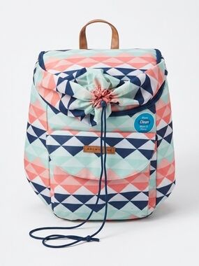 Arctic Zone Geometric Drawstring Backpack/ Cooler in Coral, Mint & Navy